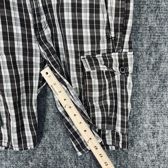LEVIS CARGO SHORTS MENS 34 BROWN PLAID WHITE TAB PHONE POCKET COTTON 10" INSEAM - Picture 10 of 12